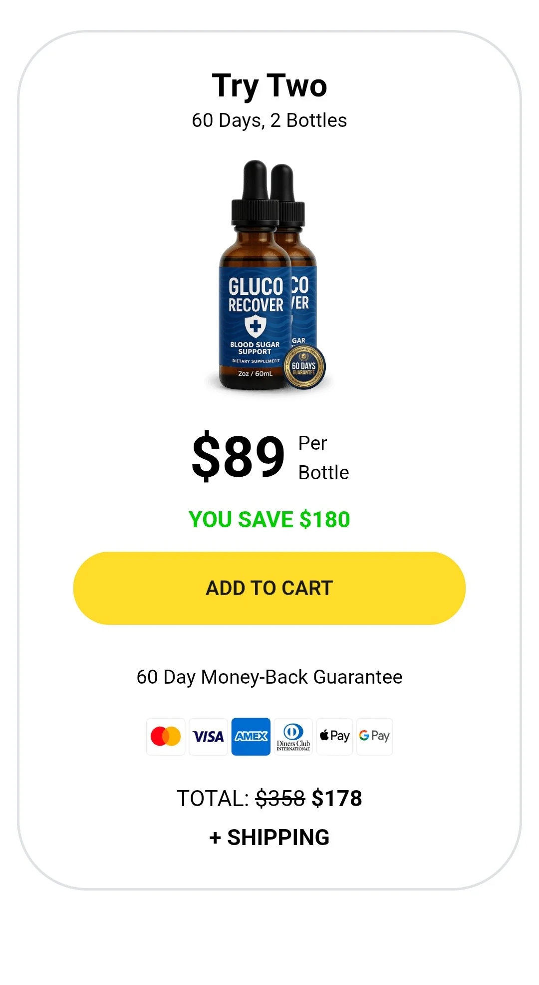 GlucoRecover™ 2 bottles pricing